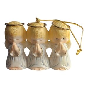 Vintage Hallmark Porcelain Trio Of Praying Angels Ornament